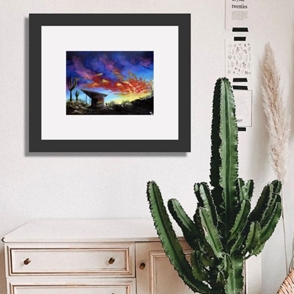 Acrylic Painting Desert Sunset Cabin 12x16 - Picture 2 of 7